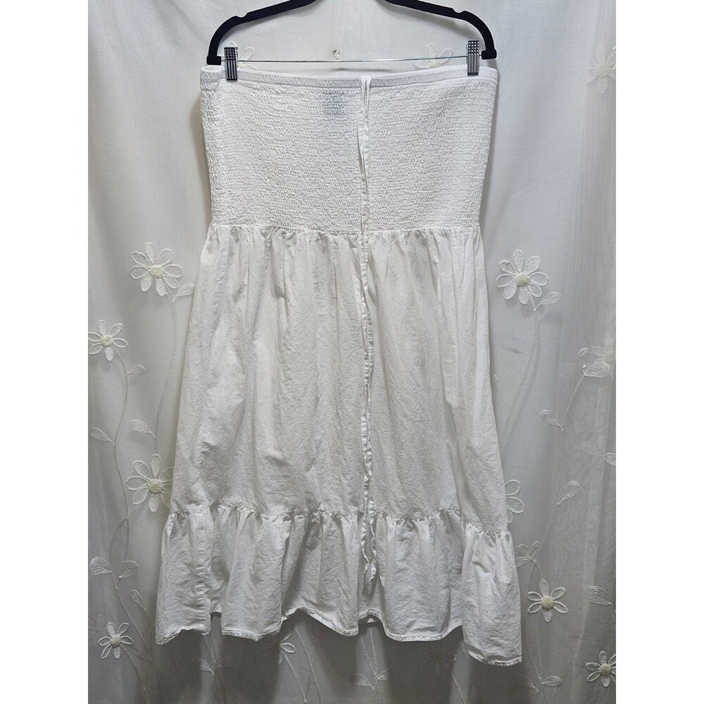 Shade & Shore Womens XL White Skirt Coastal Vacation Beach Summer Maxi Smocked